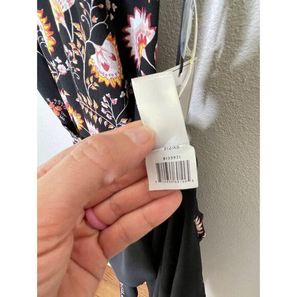 1.State High Neck Garden Maxi Dress Size XS Black Floral Ruffles Sleeveless New - Picture 7 of 10